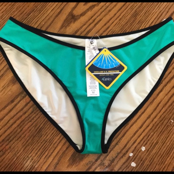 FABLETICS TURQUOISE BIKINI BLACK TRIM SZ. S - Picture 4 of 7